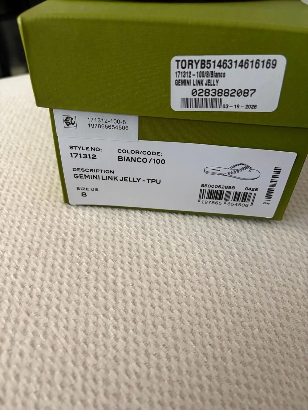 Tory Burch White Chain-Link Flip Flop Sandals Jelly
